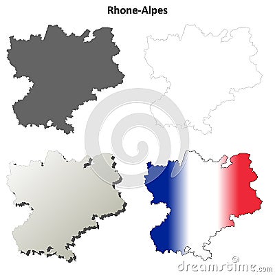 Rhone-Alpes blank detailed outline map set Vector Illustration