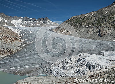 Rhone glacier and Alpine peaks near Furka Pass, Switzerland Stock Photo