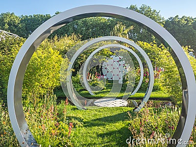 RHS Chelsea Flower Show 2017. The Breast Cancer Now Garden: Through the Microscope. Editorial Stock Photo