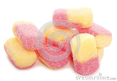 Rhubarb and custard boiled sweets Stock Photo