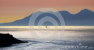Rhum island from Morar, Scotland Stock Photo