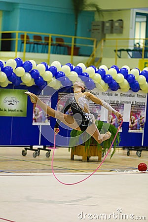 Athlete performing her rope routine Editorial Stock Photo