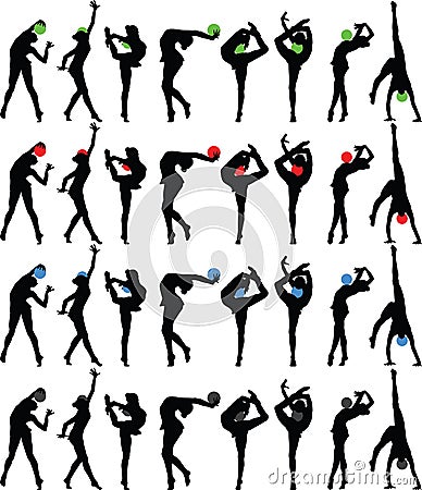 Rhythmic gymnastics with ball Vector Illustration