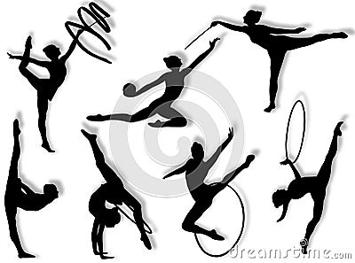 Rhythmic gymnastics exercises Stock Photo