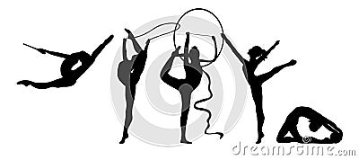 Rhythmic Gymnastics: Group Silhouette Stock Photo