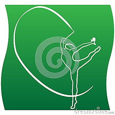 Rhythmic gymnastics silhouette icon of a set. Line green gradient illustration Vector Illustration
