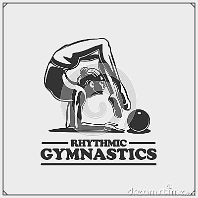 Rhythmic gymnastics silhouettes. Female silhouette of gymnast. Sport emblem, logos and design elements. Vector Illustration