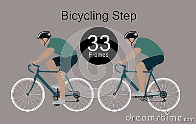 Rhythmic movements of the cyclist. Vector Illustration