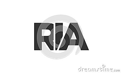 RIA logo design template with strong and modern bold text. Initial based vector logotype featuring simple and minimal typography. Vector Illustration