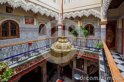 Riad hotel interior in Marrakech, Morocco Stock Photo