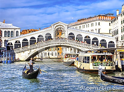 Rialto Bridge Grand Canal Public Water Ferry Venice I Editorial Stock Photo