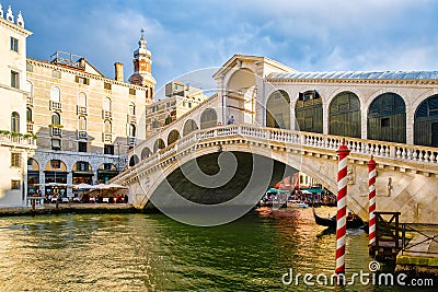 The Rialto Bridge over the Grand Canal in the city of Venice Editorial Stock Photo