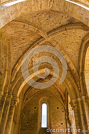 Rib Vault in San Galgano Abbey, Tuscany Stock Photo
