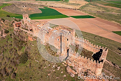 Riba de Santiuste castle. View from above. Guadalajara, Castile La Mancha community Stock Photo