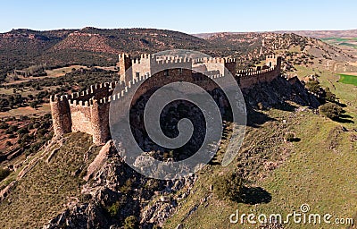 Riba de Santiuste castle. View from above. Guadalajara, Castile La Mancha community Stock Photo