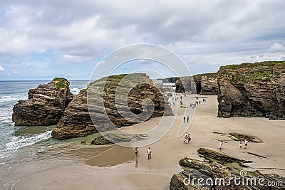 Ribadeo, Spain - Jun 22, 2023: Natural rock arches Cathedrals be Editorial Stock Photo