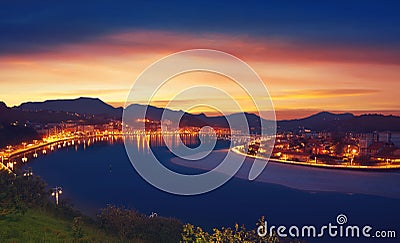 Ribadesella sunset in Asturias Spain Stock Photo