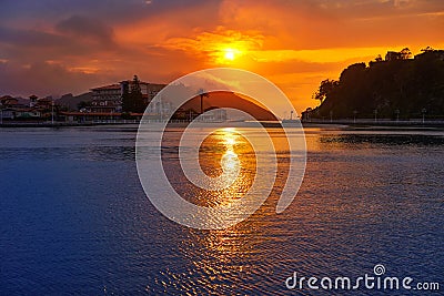 Ribadesella sunset in Asturias Spain Stock Photo