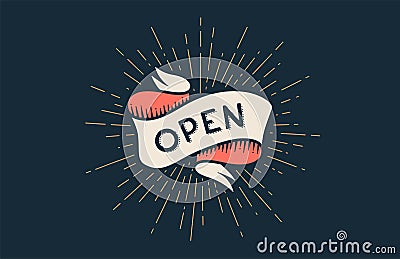 Ribbon Banner Open Vector Illustration