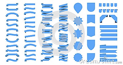 Ribbon or banner vector set. Flat vector ribbons banners isolated background. Ribbon blue colored. Set ribbons or banners. Vector Vector Illustration