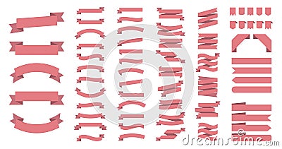 Ribbon or banner vector set. Flat vector ribbons banners isolated background. Ribbon red colored. Set ribbons or banners. Vector Vector Illustration