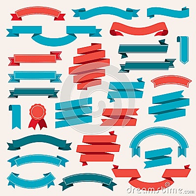 Ribbon Banners Retro Collection Vector Vector Illustration