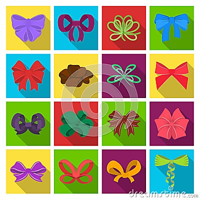 Ribbon, basma, bandage, and other web icon in flat style.Textiles, decor, bows, icons in set collection. Vector Illustration