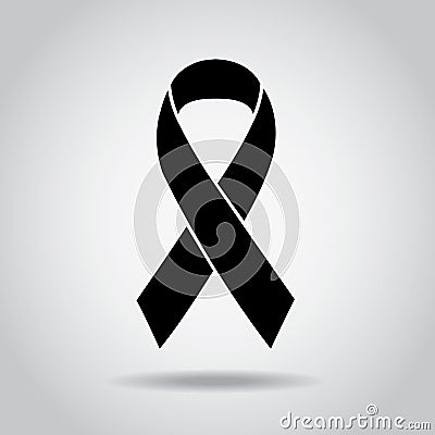 Ribbon Black Awareness Mourning and melanoma Sign Symbol Vector Vector Illustration