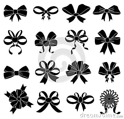 Ribbon bow icons set Vector Illustration