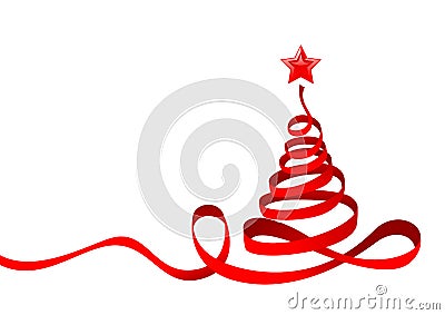 Ribbon Christmas Tree Vector Illustration
