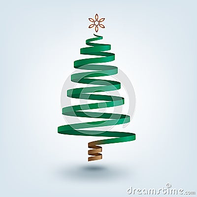 Ribbon Christmas Tree Vector Illustration