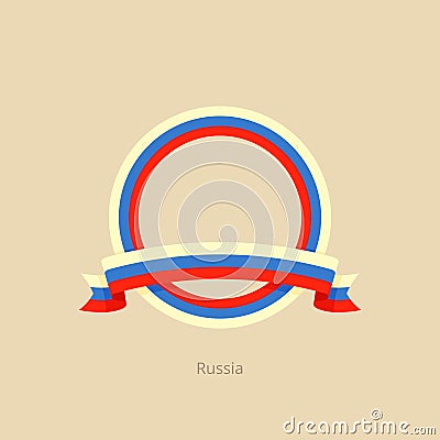 Ribbon and circle with flag of Russia Vector Illustration