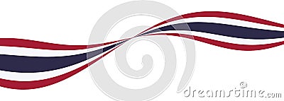 Thailand Nation flag. curve red, white, blue ribbon . Stock Photo