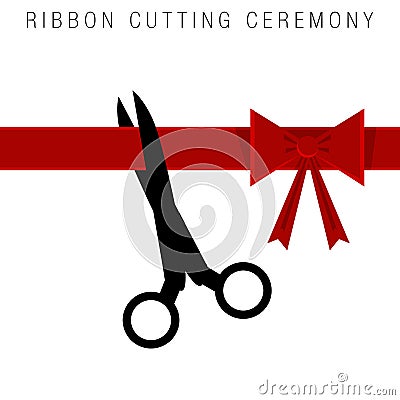 Ribbon Cutting Ceremony Vector Illustration