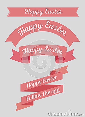 Ribbon decoration to happy easter event Vector Illustration