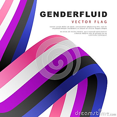 Ribbon in the form of a flag of gender fluid pride. sexual identification. Colorful logo of one of the LGBT flags. Vector Vector Illustration