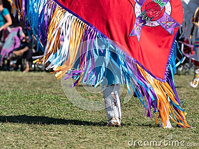 Ribbon Fringed Shawl Worn by Native American Pow Wow Dancer Editorial Stock Photo