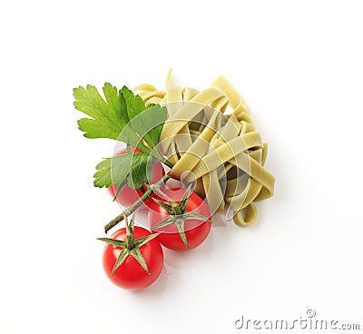 Ribbon pasta and tomatoes Stock Photo