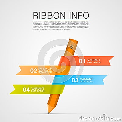 Ribbon with a pencil list of options Vector Illustration