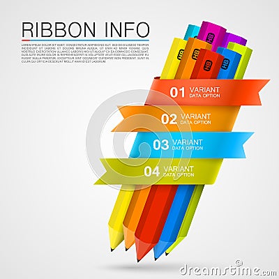 Ribbon with a pencil list of options Vector Illustration