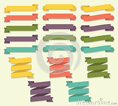 Ribbon Scroll Banner Vector Set Vector Illustration