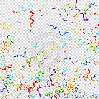 Ribbon serpentine tinsel red spiral color curly Vector Illustration