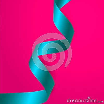 Ribbon with shadow on pink background. Elegance vector illustration, 3d realistic style, element design for banner, card Vector Illustration