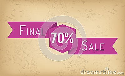 Ribbon with Shopping Sale, Discount or Price Off Vector Illustration