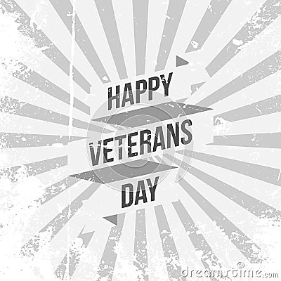 Ribbon Template with Happy Veterans Day Text Vector Illustration