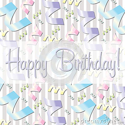 Bright Ribbon Happy Birthday card Vector Illustration