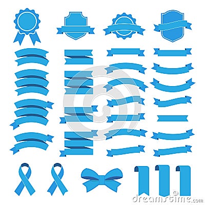 Ribbon vector icon set on white background. Collection banner isolated shapes illustration of gift and accessory. Vector Illustration