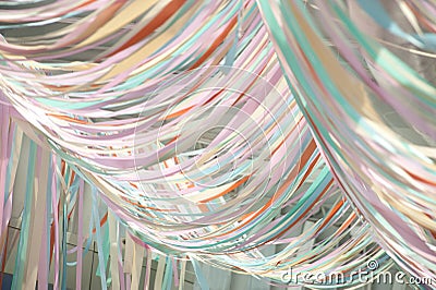 Ribbons hanging on the ceiling. Stock Photo