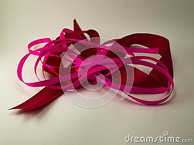 Ribbons. Holiday. Red and crimson. Stock Photo