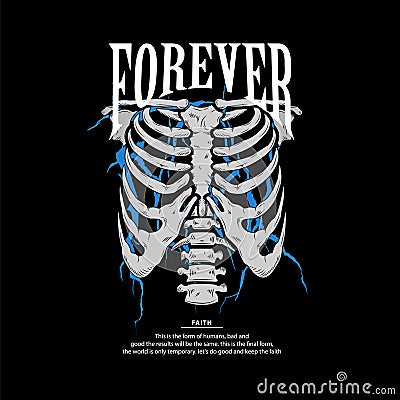 Ribcage streetwear lightning design clothing vector Vector Illustration